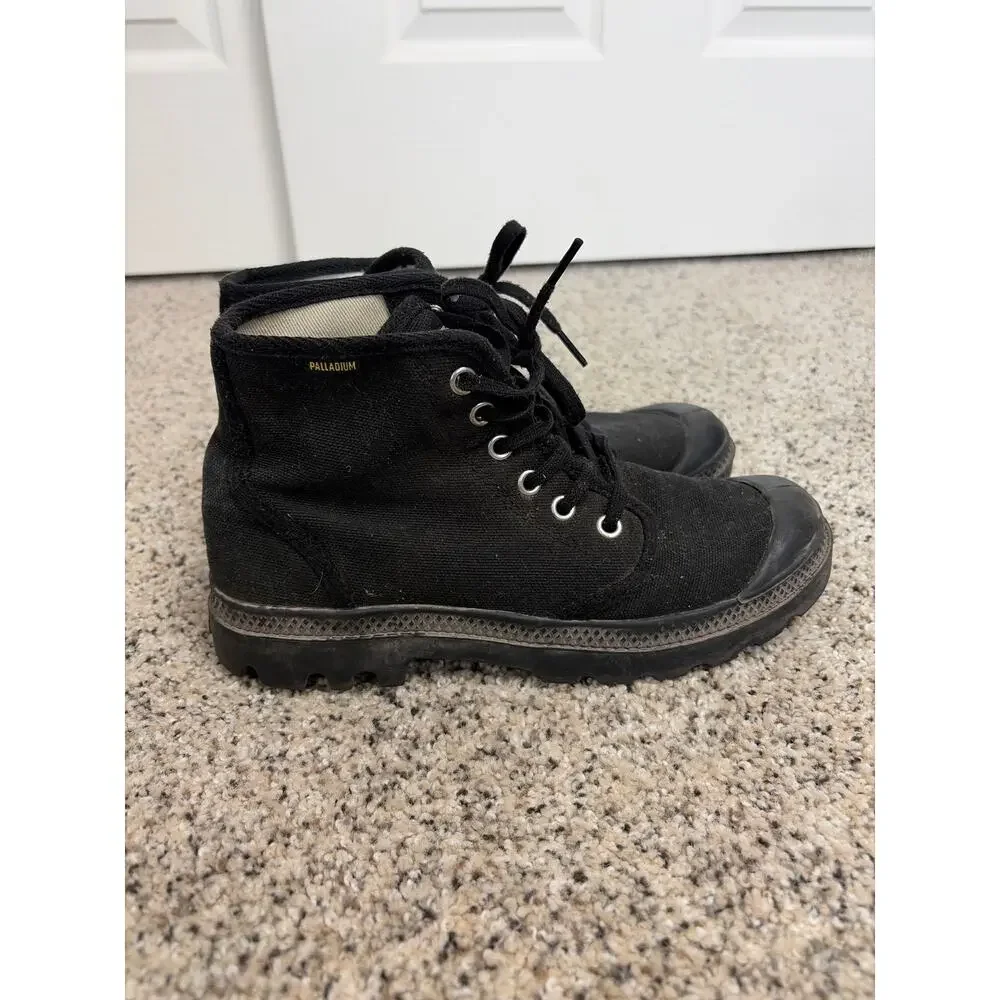 Palladium Pampa Hi Boots Mens 5.5 Womens 7 Black Chukka Canvas Lace Up